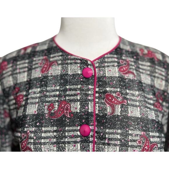 Vintage CATHY SUE 80s Whimsigoth Paisley Modest Pleated Secretary Dress Large - Picture 4 of 8